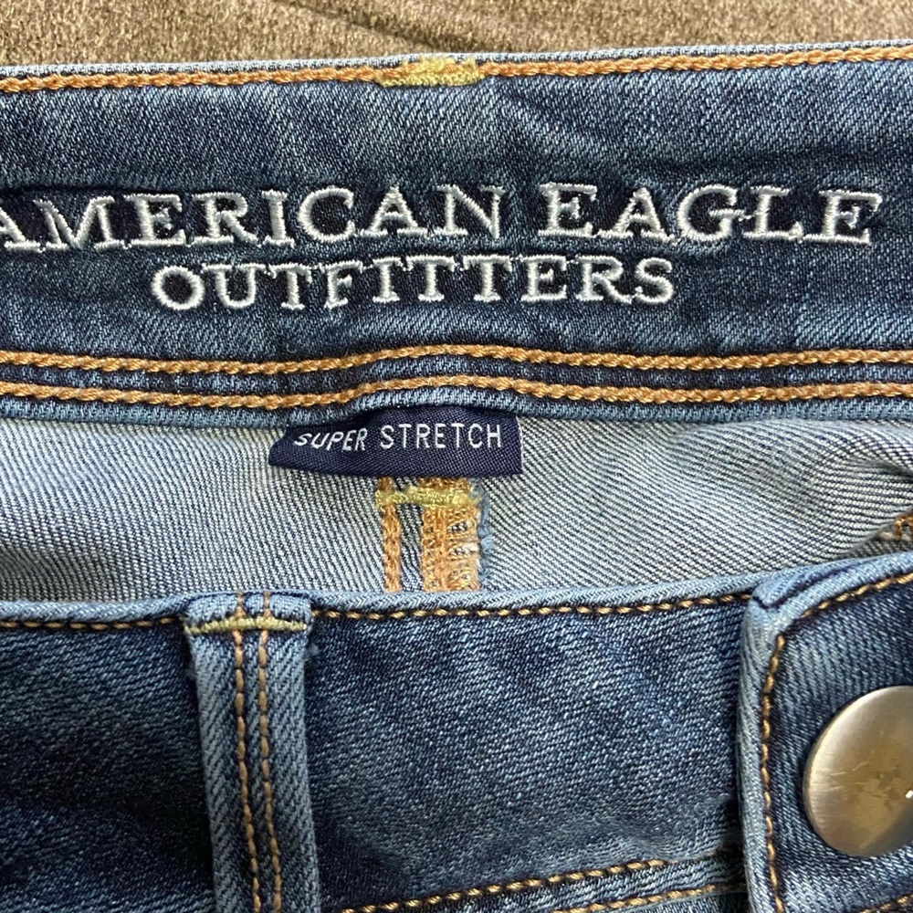 American Eagle Kick Boot Super Stretch Jeans Blue - Picture 9 of 16